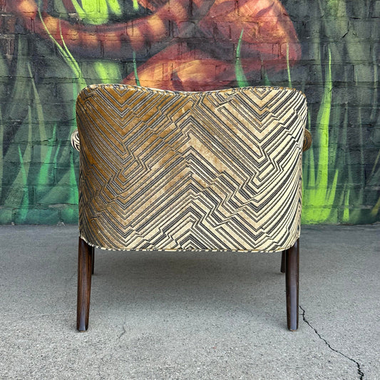 Mid Century Modern Lounge Chair Often Attributed to Karpen in Jim Thompson Fabric
