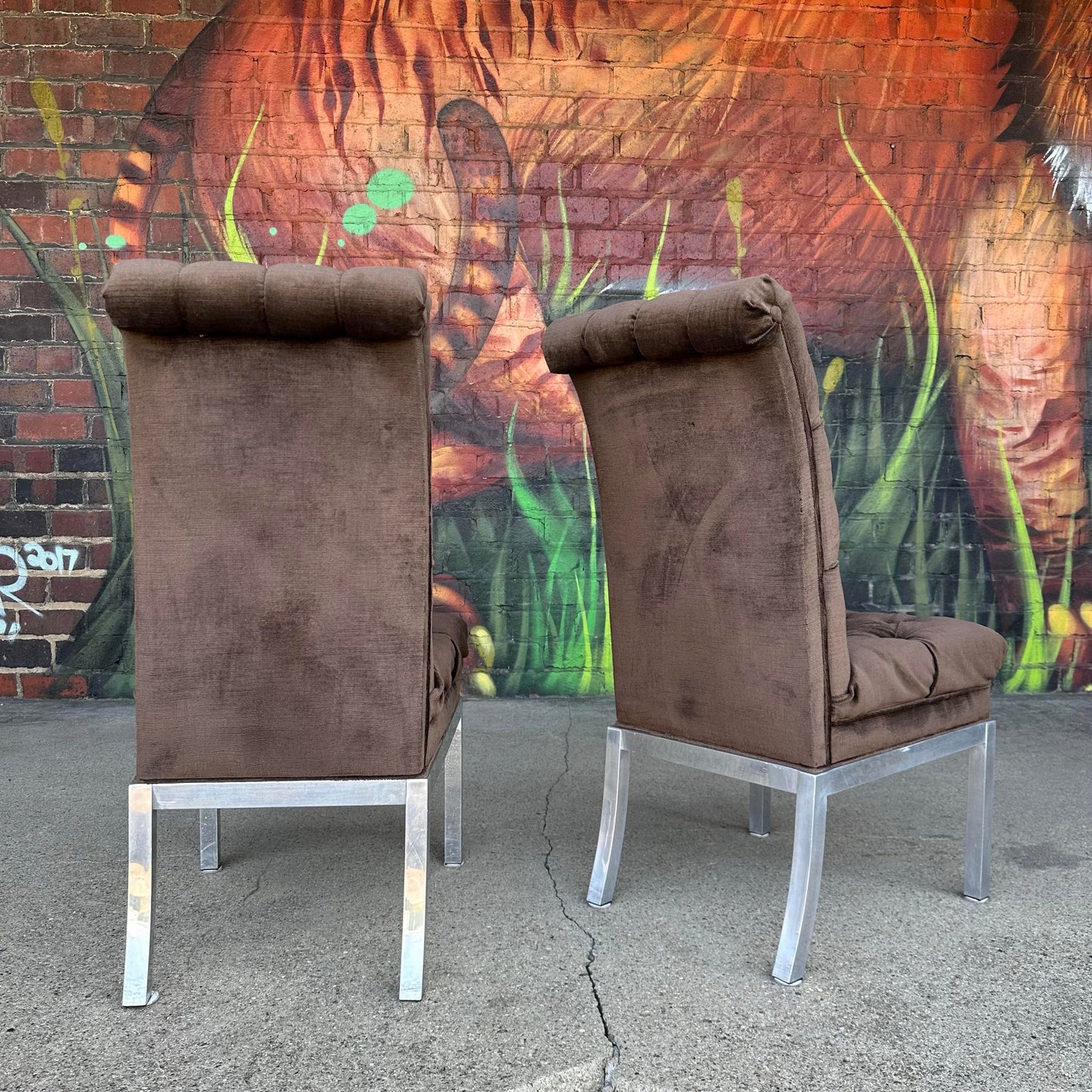 Set of Six Vintage Dia Style Dining Chairs Mid Century Modern Aluminum