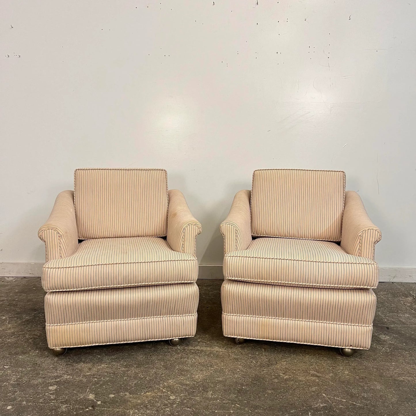 Pair of Dunbar Style Chairs on Casters