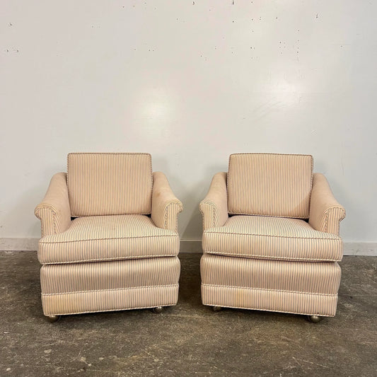 Pair of Dunbar Style Chairs on Casters