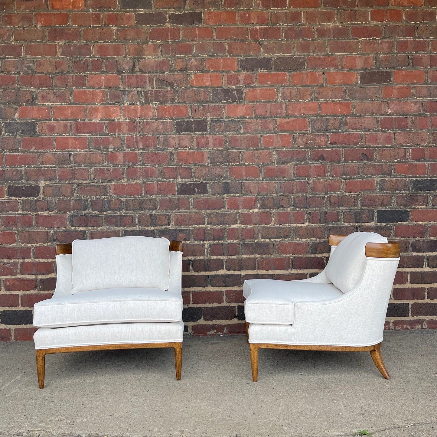 Tomlinson Sophisticate Slipper Chairs Refinished and Reupholstered in Crypton Fabric