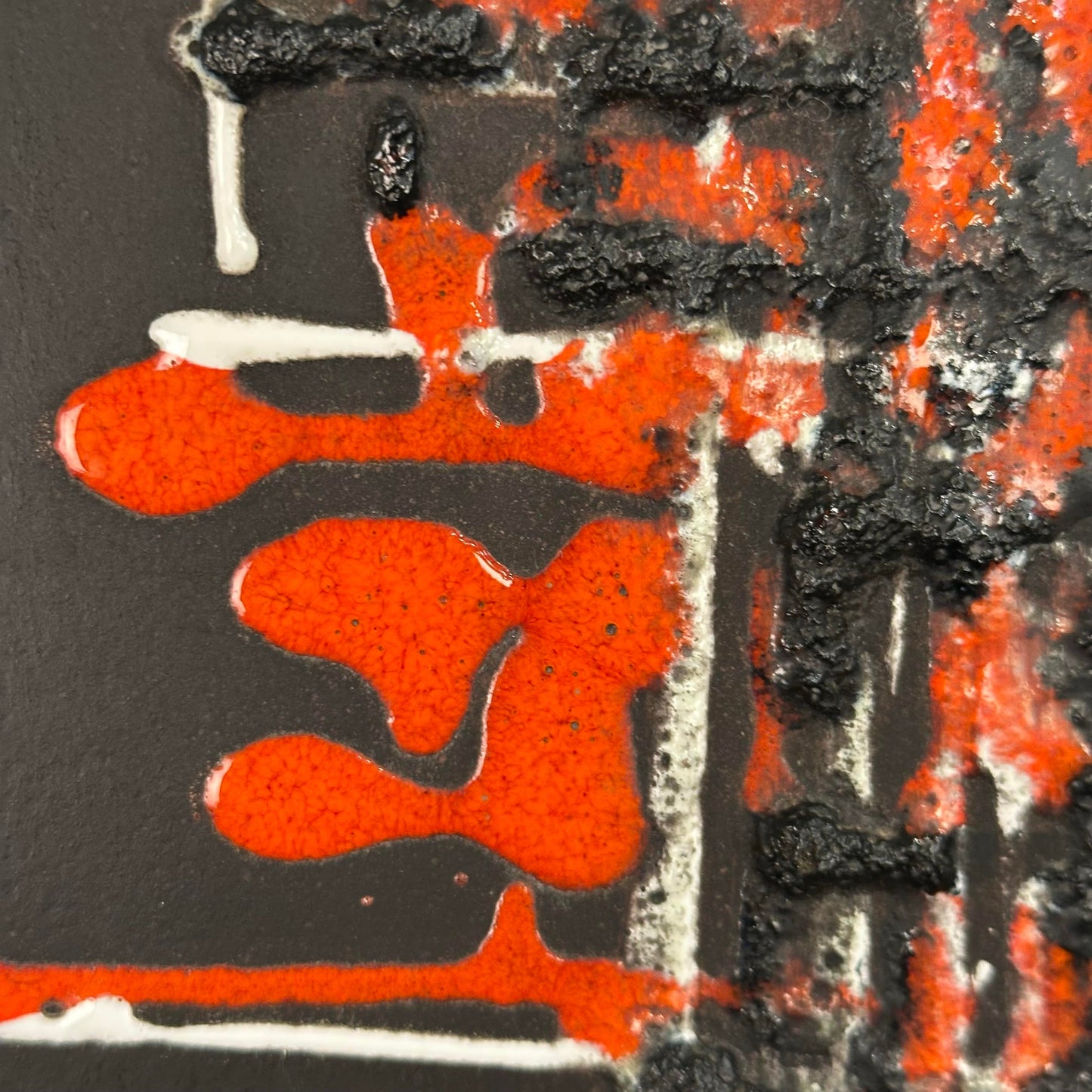 Mid Century Modern Abstract Brutalist Glaze on Slate Tile