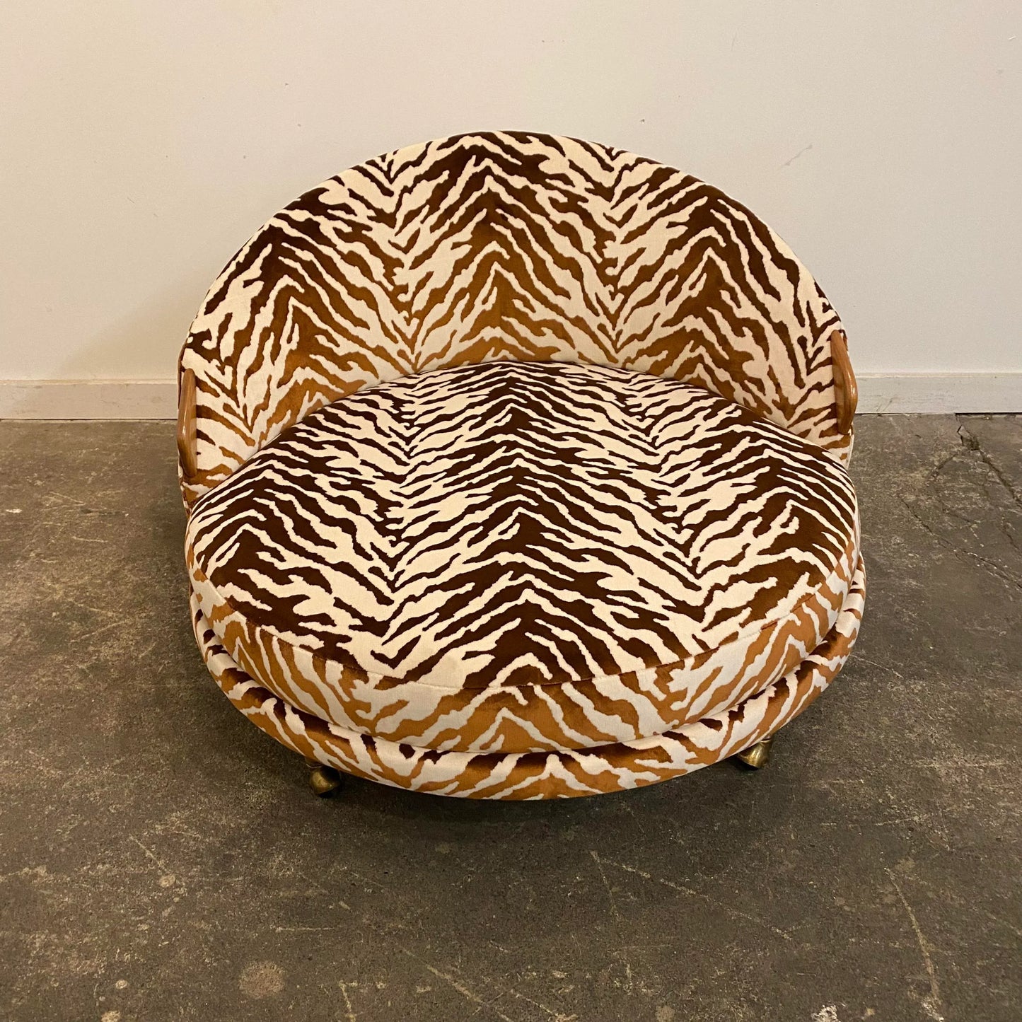 Adrian Pearsall Havana Chaise Lounges Reupholstered Zebra Chair on Casters