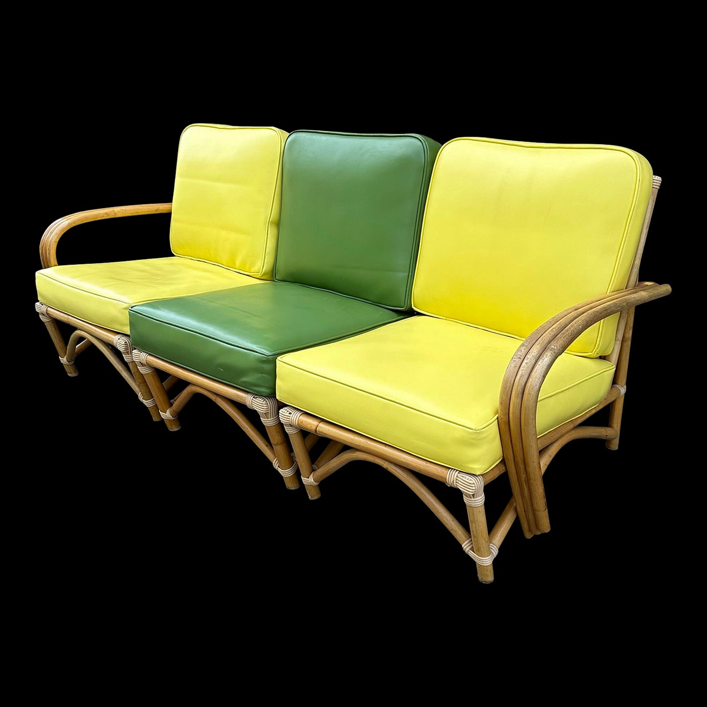 Mid Century Modern Bamboo Sectional Sofa