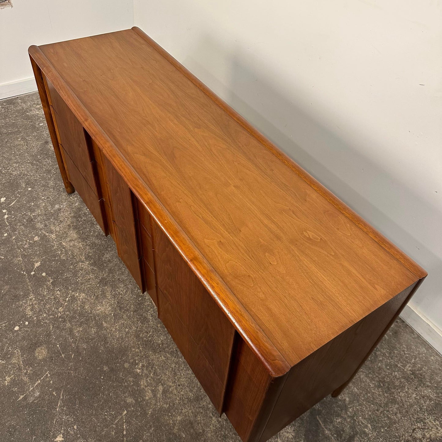 Drexel Parallel Long Dresser by Barney Flagg Midcentury Walnut