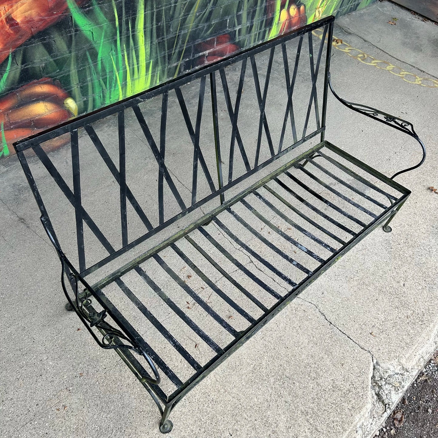 Mid 20th Century Early Heavy Weight Salterini Wrought Iron Patio Sofa, Attributed