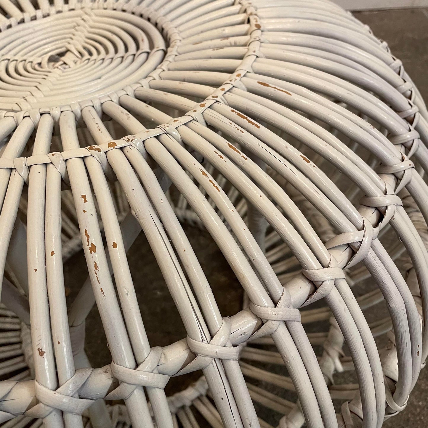 Mid Century Modern Franco Albini Rattan Pouf Ottoman