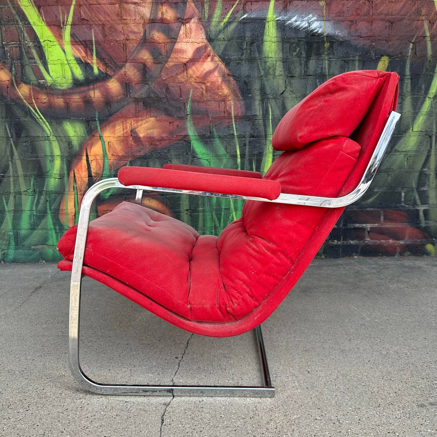 Mid Century Modern Milo Baughman Style for Carson Inc. Chrome Cantilever Lounge Chair