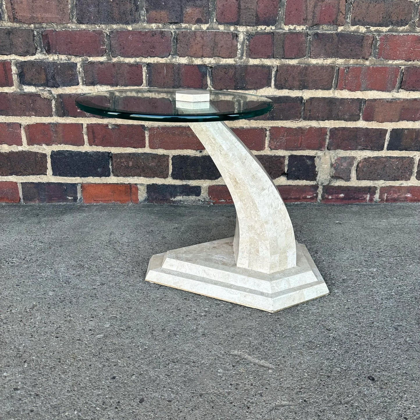 Maitland Smith Glass and Tessellated Marble Side Table
