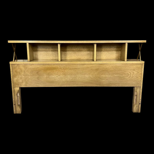 American of Martinsville Headboard With Storage Light Wood Midcentury Brass