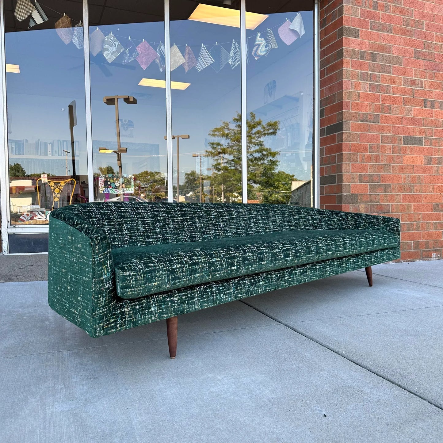 Adrian Pearsall Cloud Sofa Craft Associates Recovered in a Emerald Multi Dimensional Color Velvet.