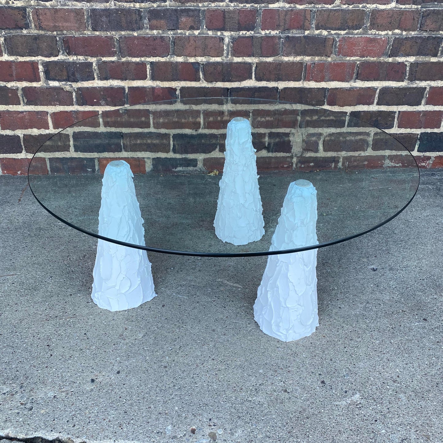 1980s Plaster and Glass Top Coffee Table