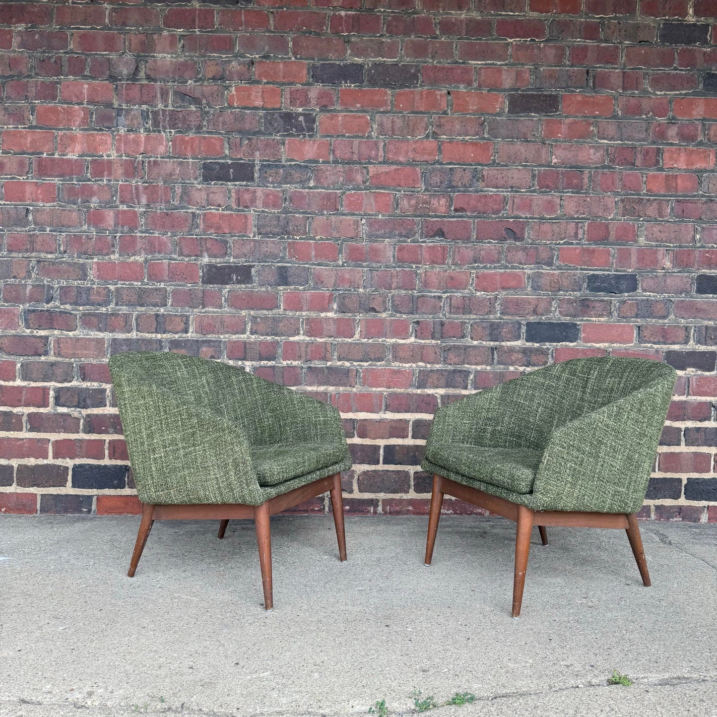 Lawrence Peabody for Craft Associates Mid Century Walnut Lounge Chairs - Pair
