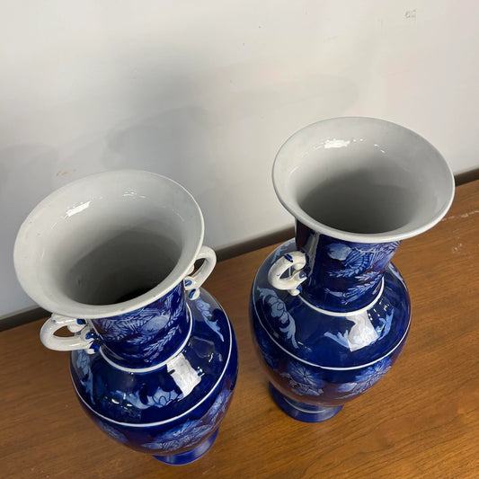 Pair of Blue Ceramic Vases