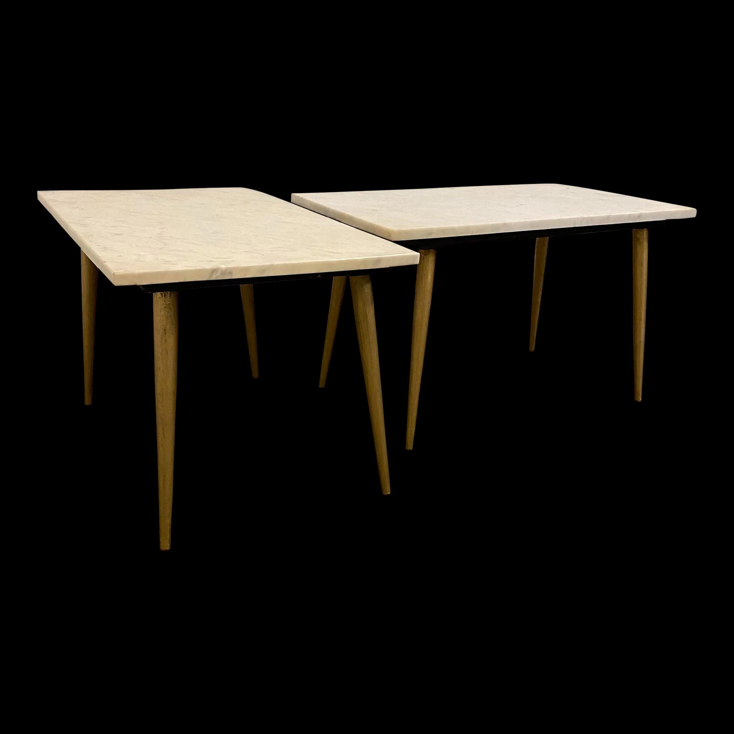 Mid 20th Century Modern Marble Side Tables With Brass Legs - a Pair