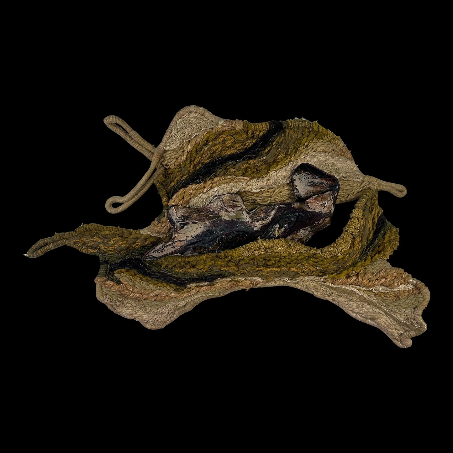 Fiber and Enamel Wall Art Hanging 70’s