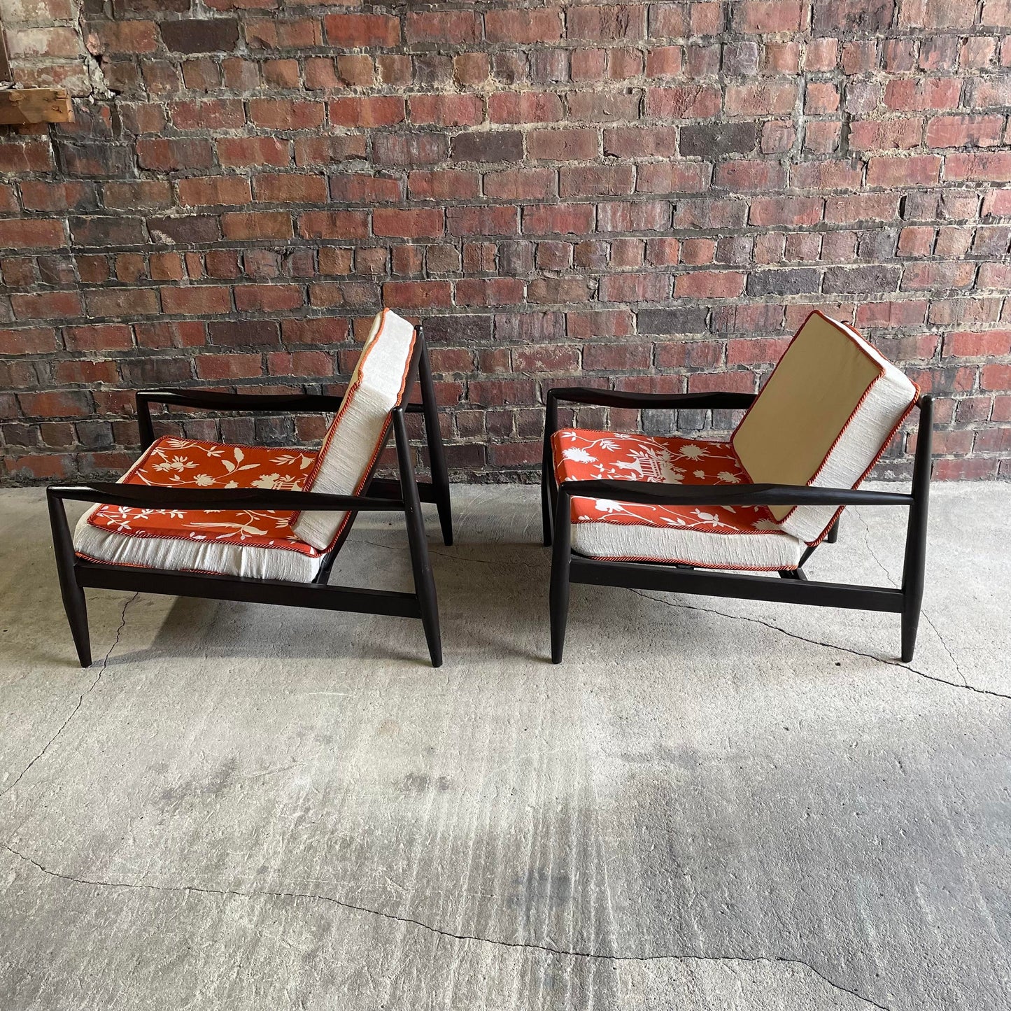 Mid Century Adrian Pearsall for Craft Associates Spindle Back Lounge Chairs, Unmarked - a Pair