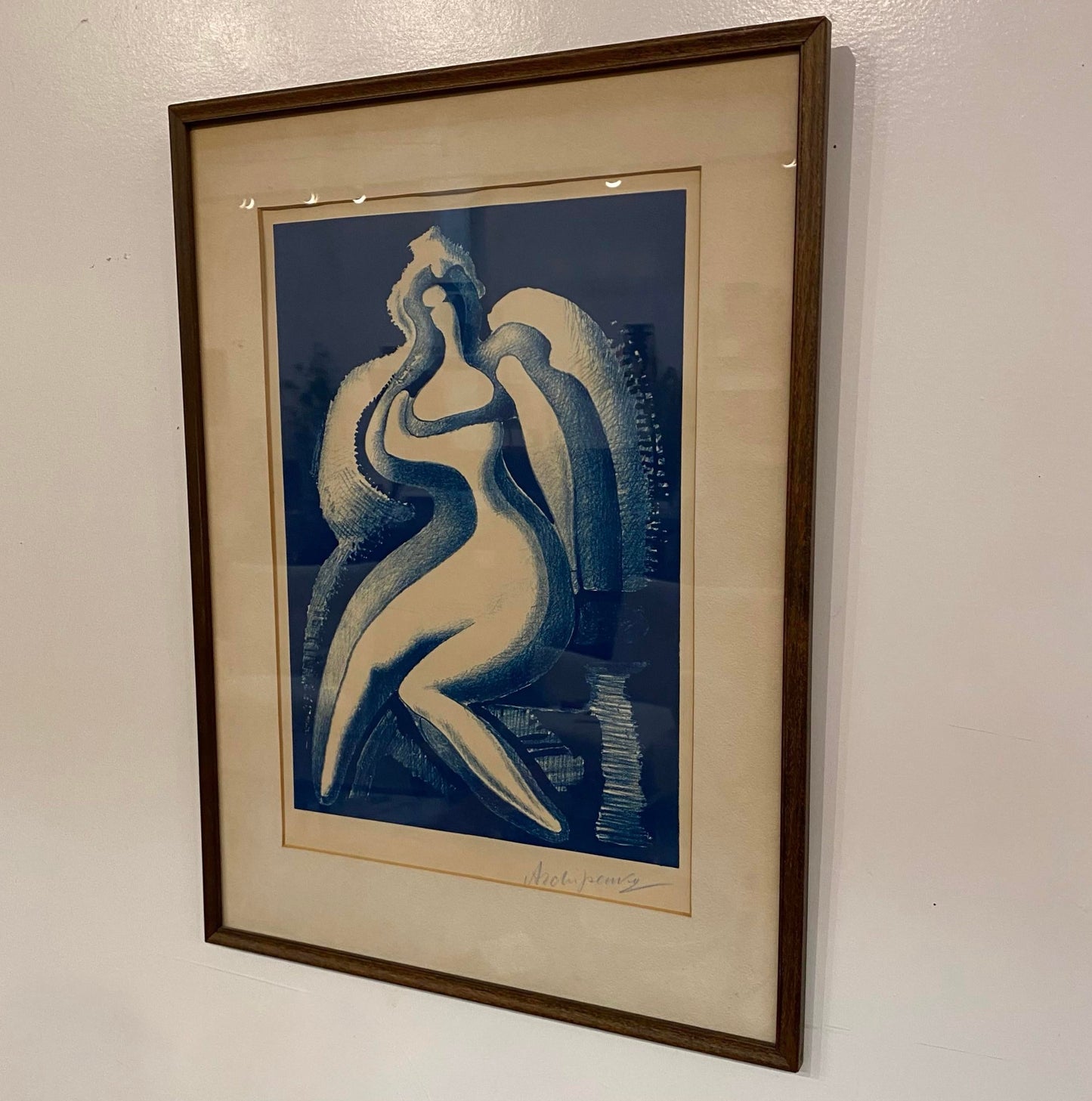 Mid 20th Century Coquette Print by Alexander Archipenko Blue and White