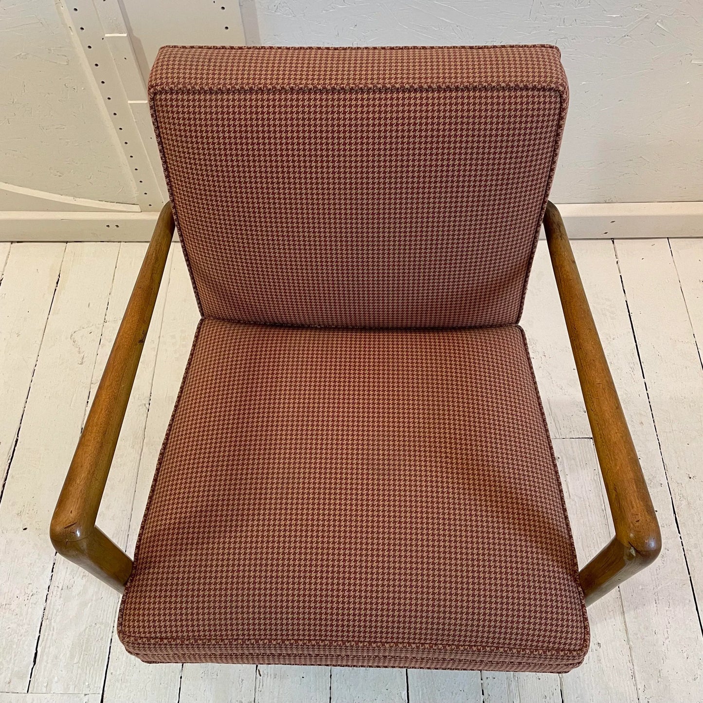 Mid 20th Century Red Checked Fabric Chair