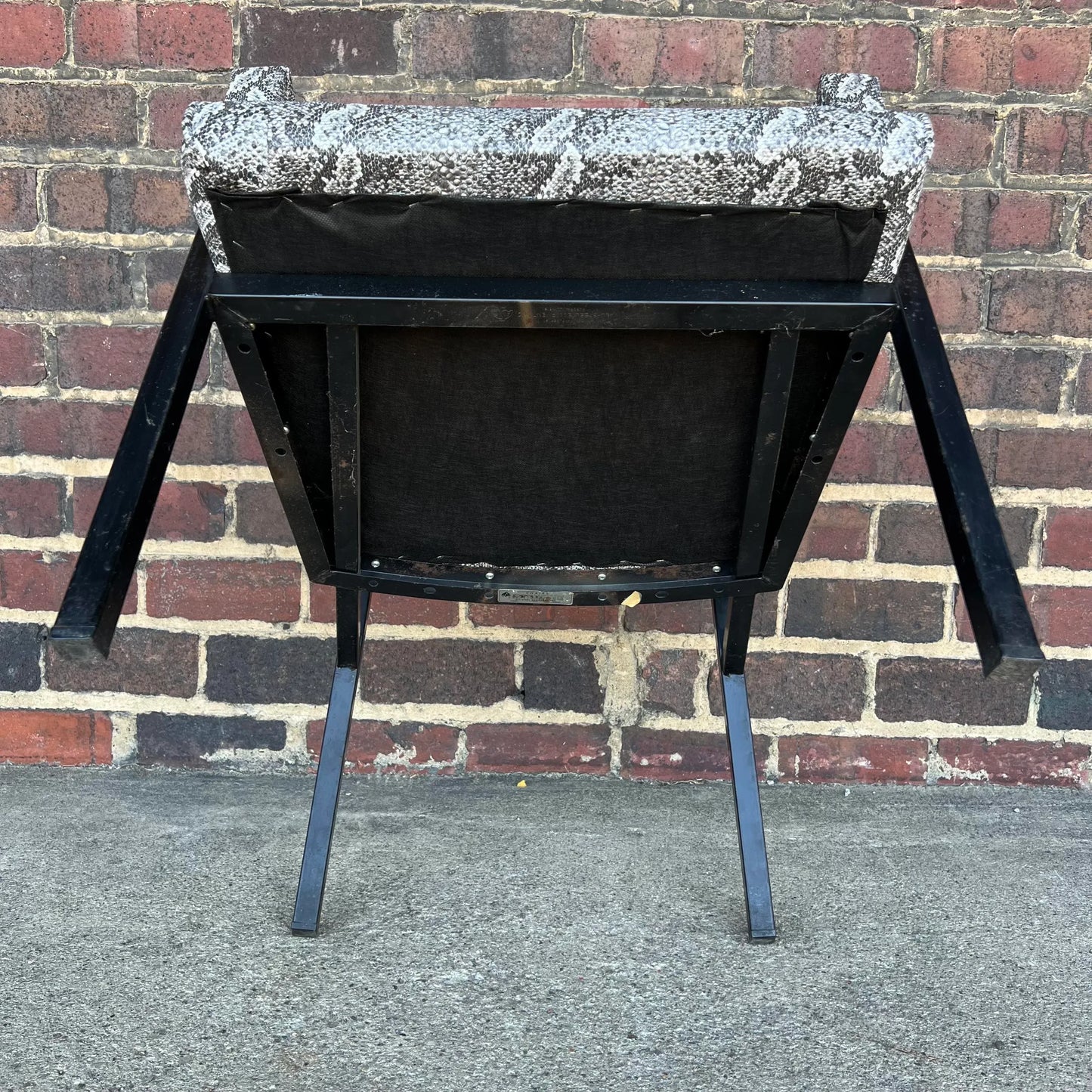 Faux Snake Skin and Metal Armchair by All-Steel Reupholstered Restored