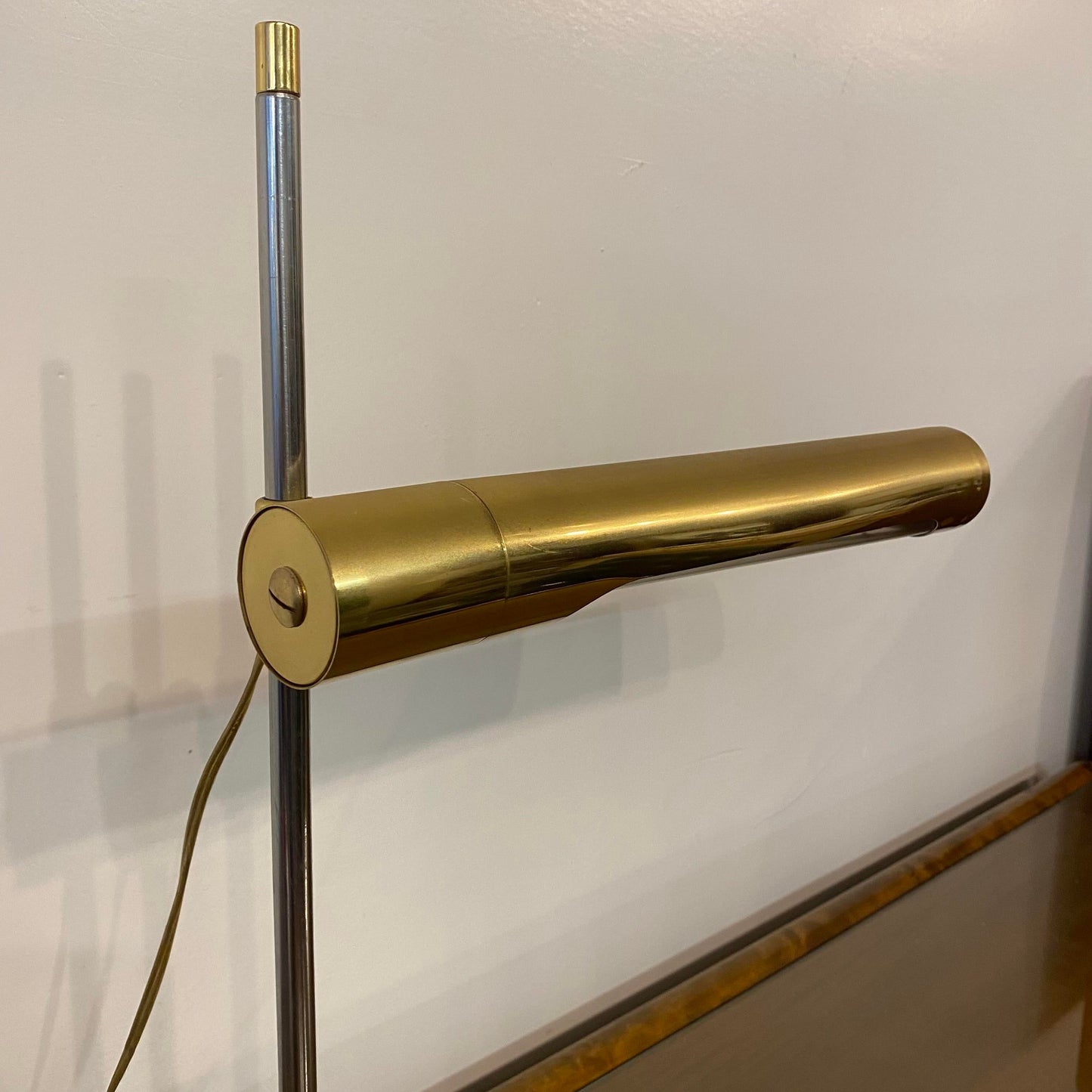 1970s Brass and Chrome Telescoping Desk Lamp