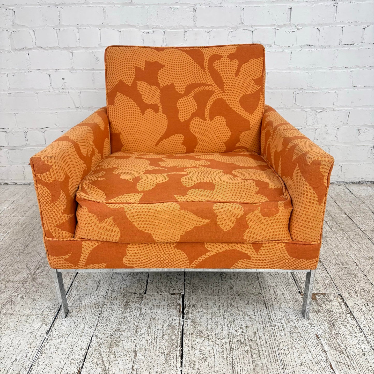 Mid Century Modern Knoll Style Lounge Arm Chair Chrome