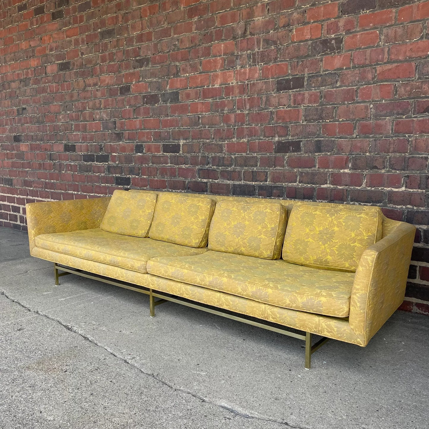 Mid Century Modern Erwin-Lambeth Brass Legged Sofa