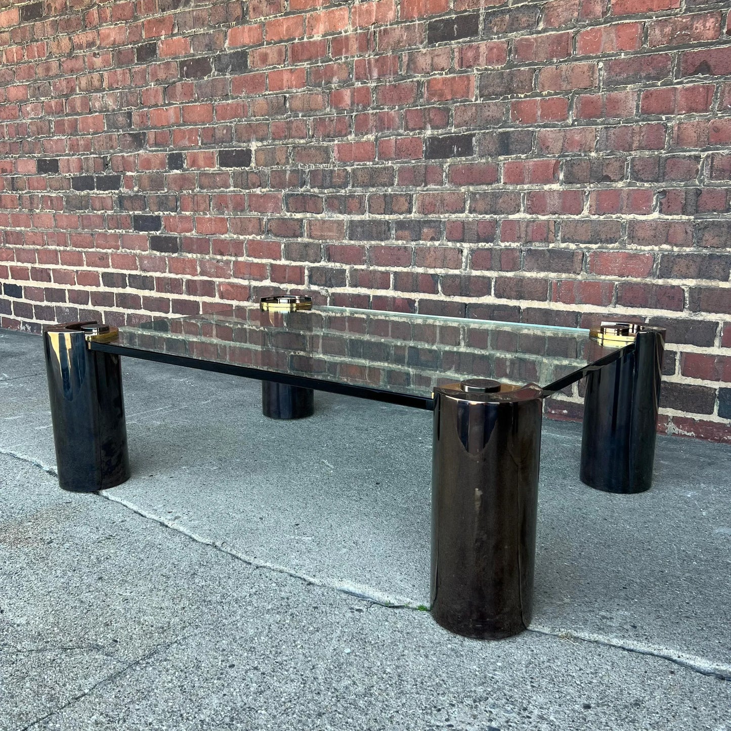 Karl Springer Postmodern Glass Top Coffee Table