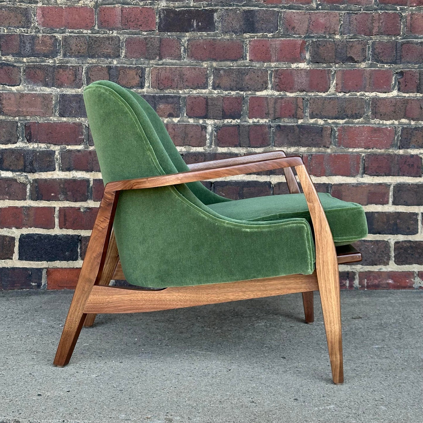 Mid Century Modern Custom Seal Style Lounge Chair Green Mohair