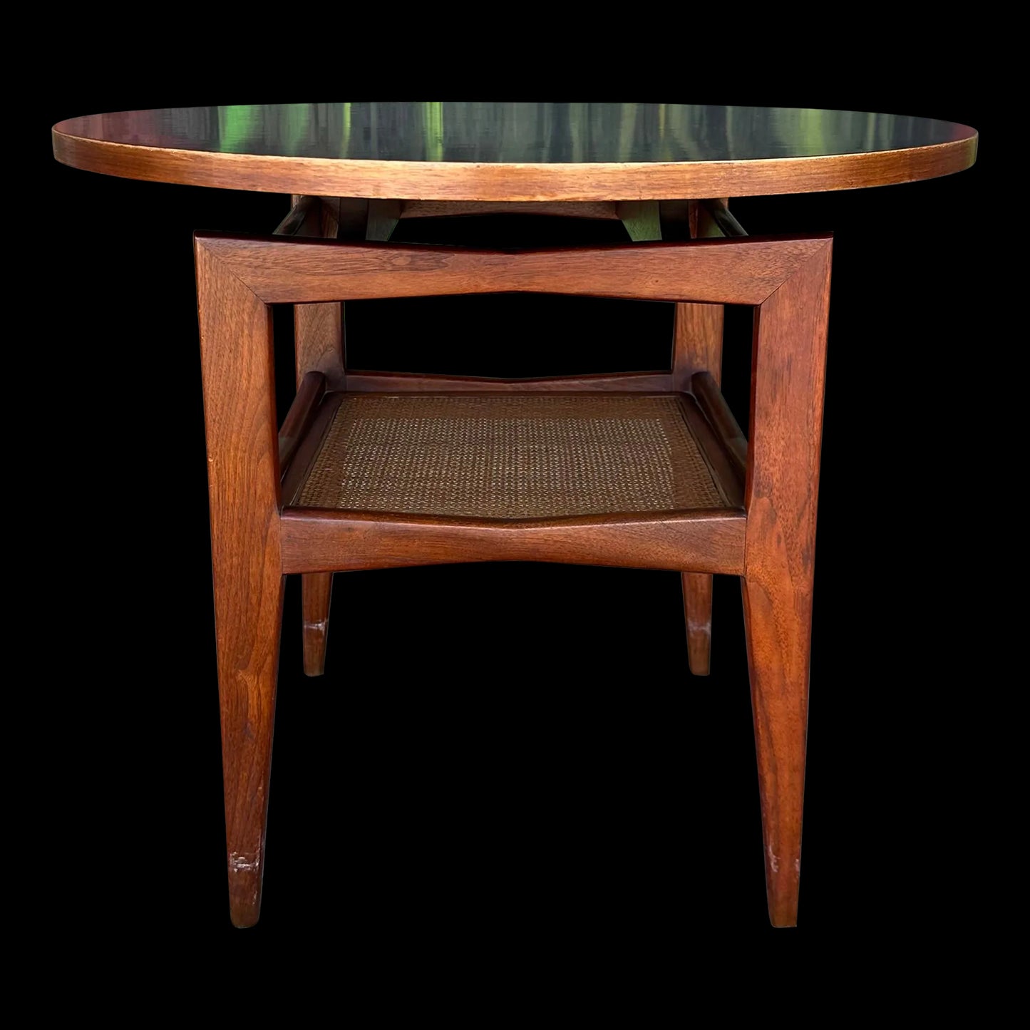 Jens Risom Two Two-Tiered Caned Side Table