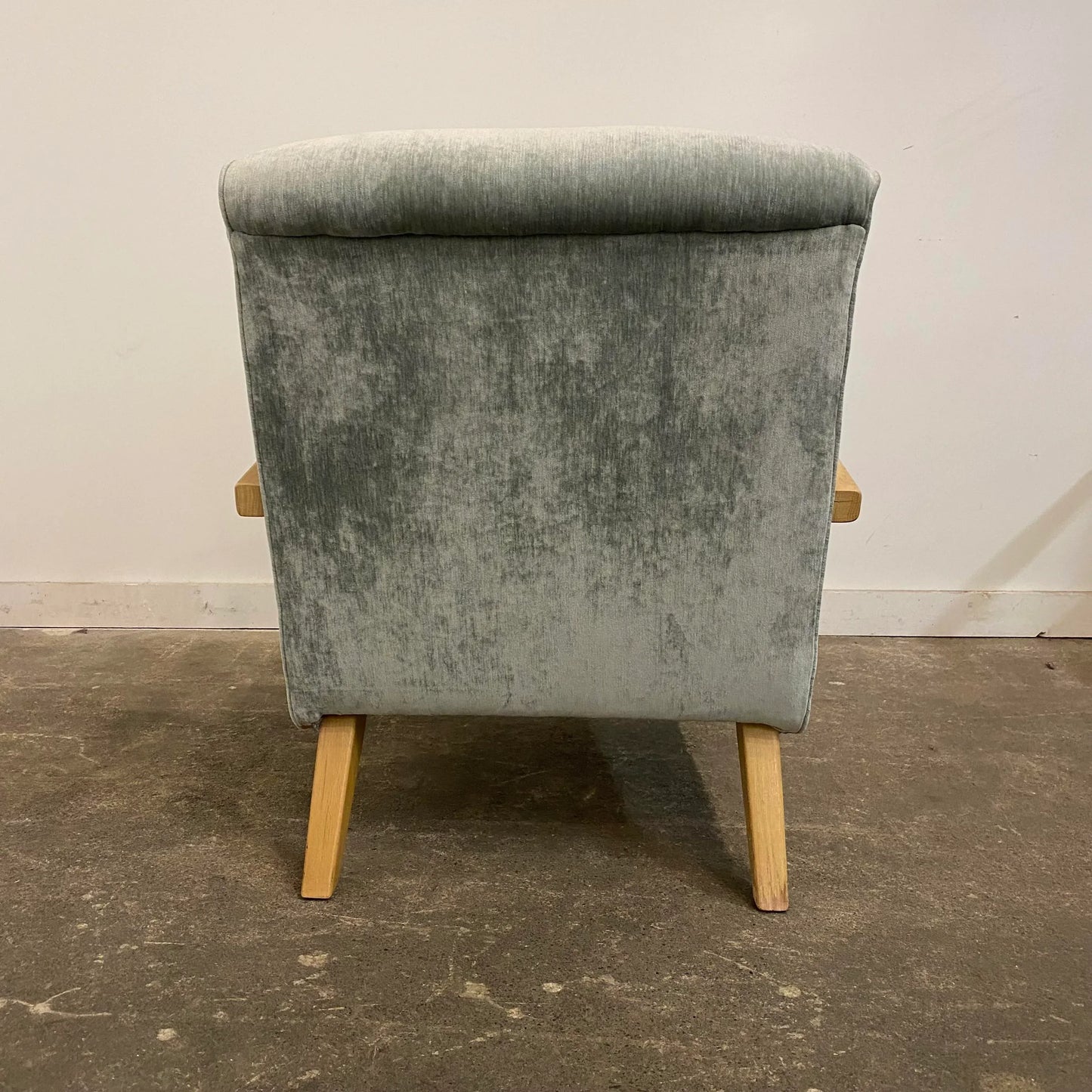 Mid 20th Century Reupholstered Arm Chairs in Teal Velvet