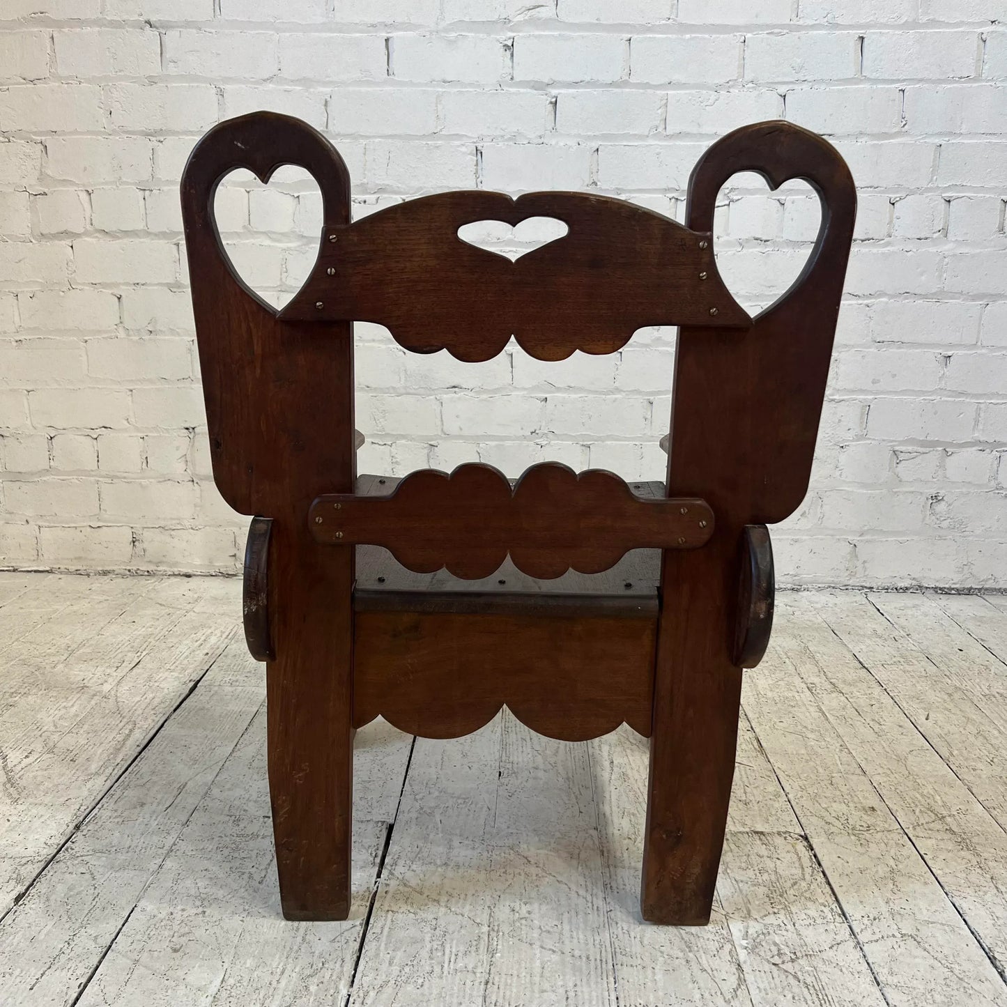 Folk Art Wooden Chair With Great Lines and Shape.