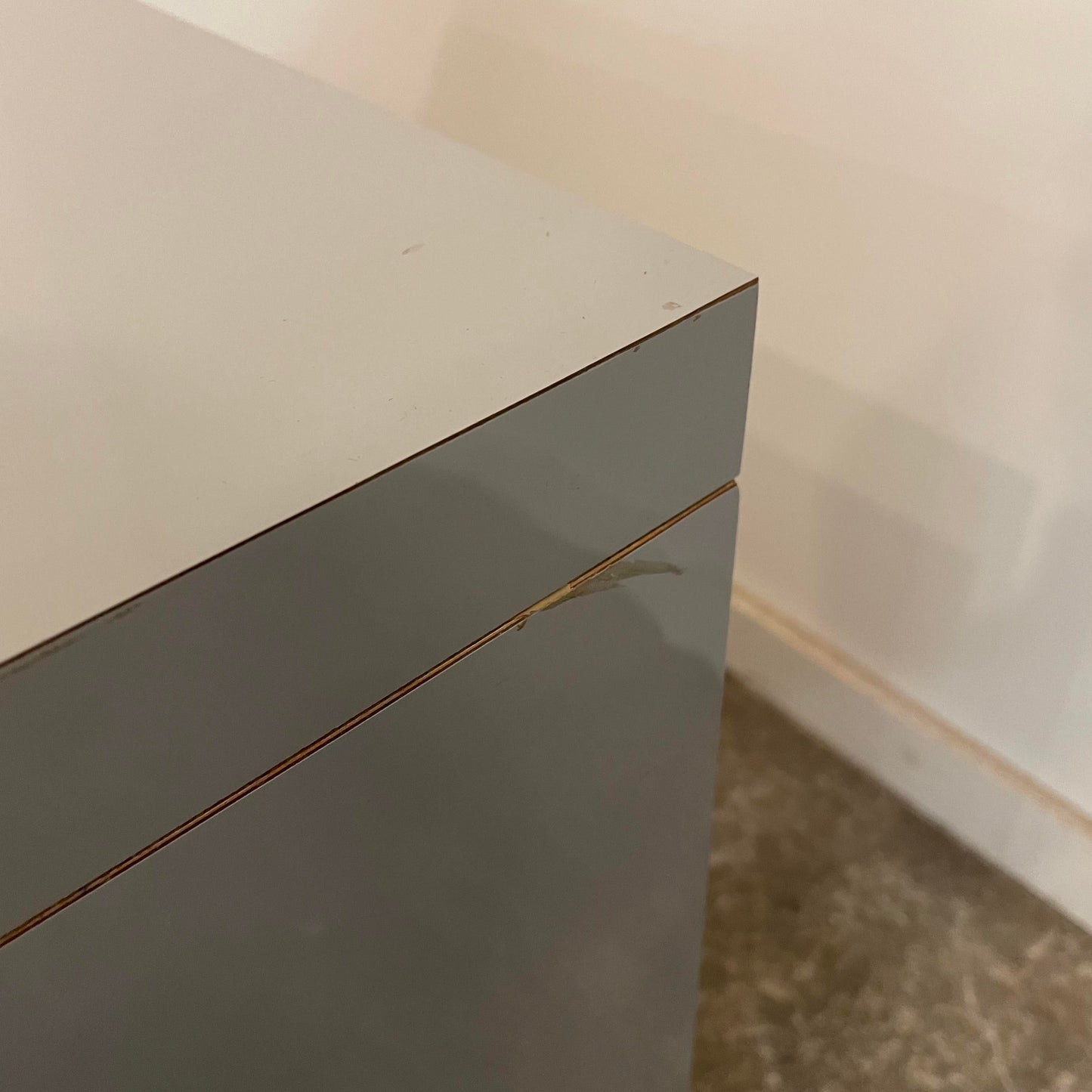 1980s Grey Cabinet 3 Drawer Dresser