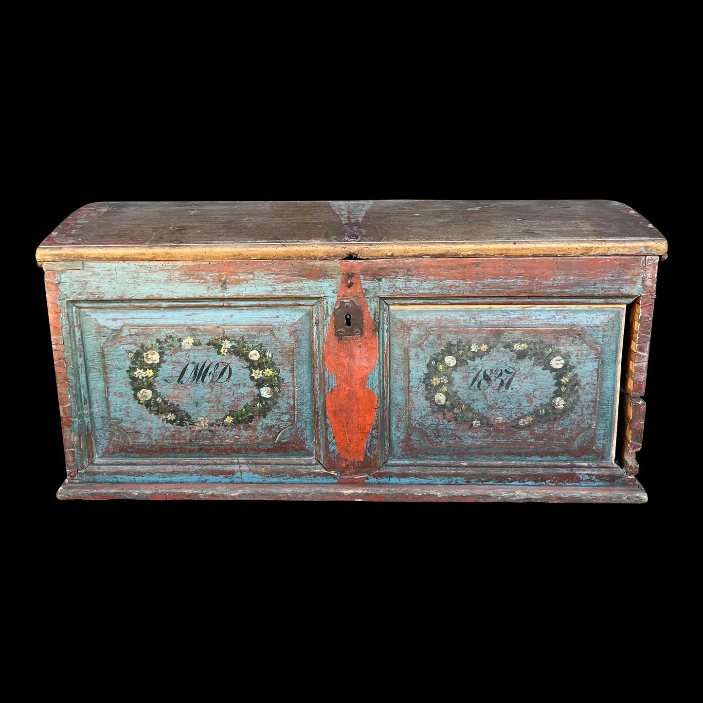 Antique Wooden Chest From 1837