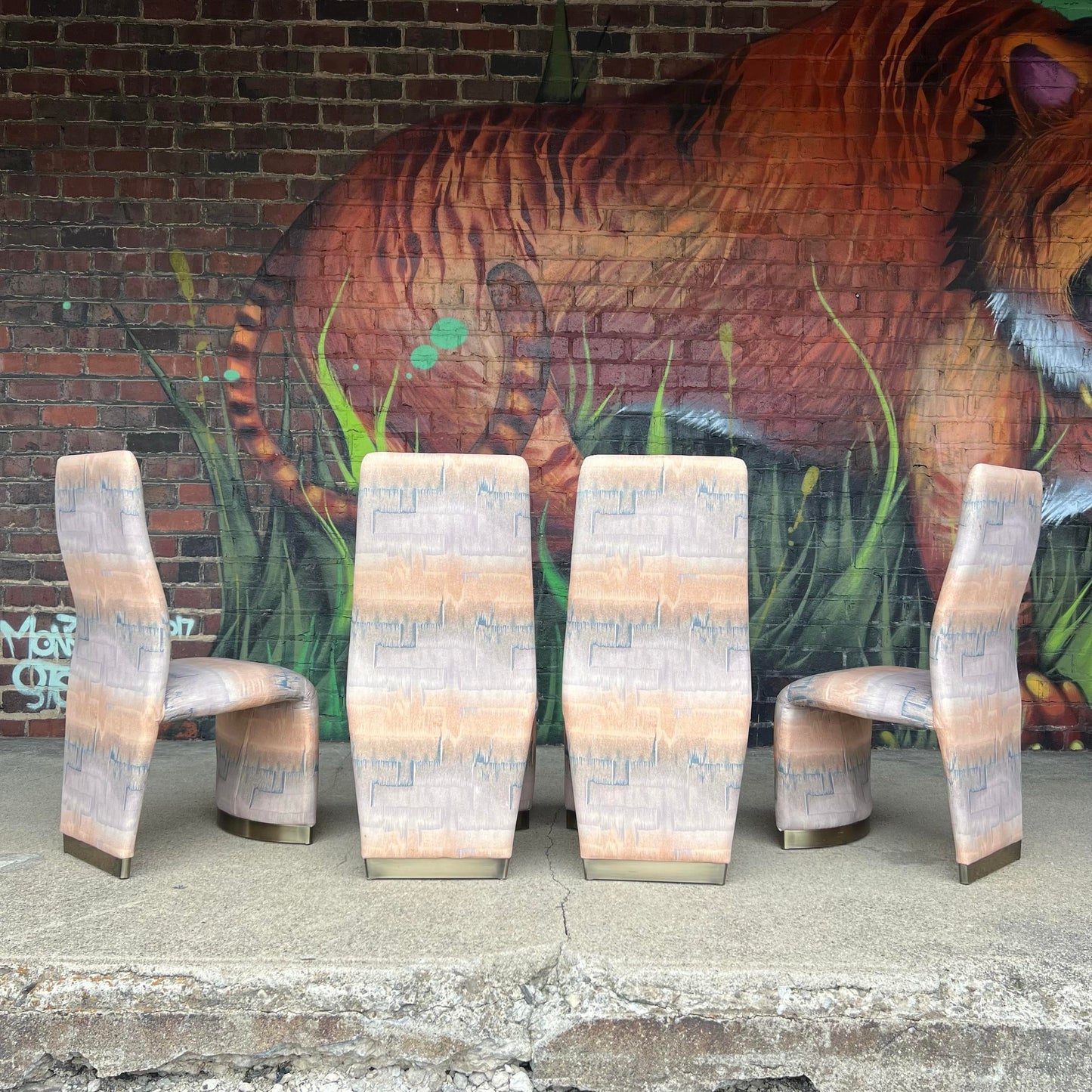 Design Institute of America Vintage Set of 10 Tall Back Post Modern Dining Chairs