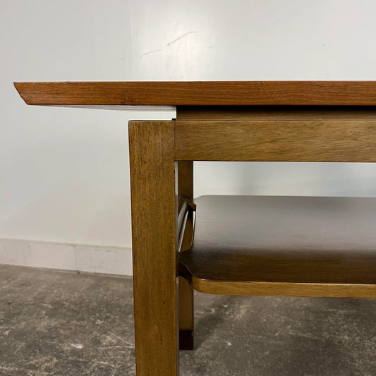 Pair of Two Tiered Leather Wrapped Dunbar Side Tables