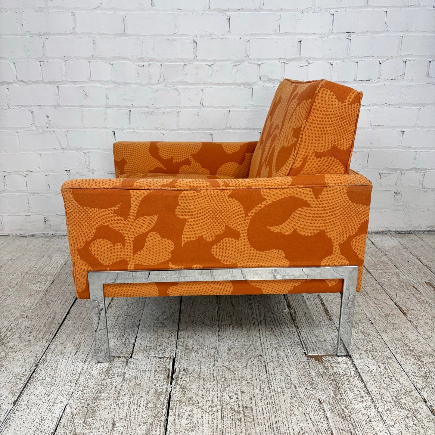 Mid Century Modern Knoll Style Lounge Arm Chair Chrome