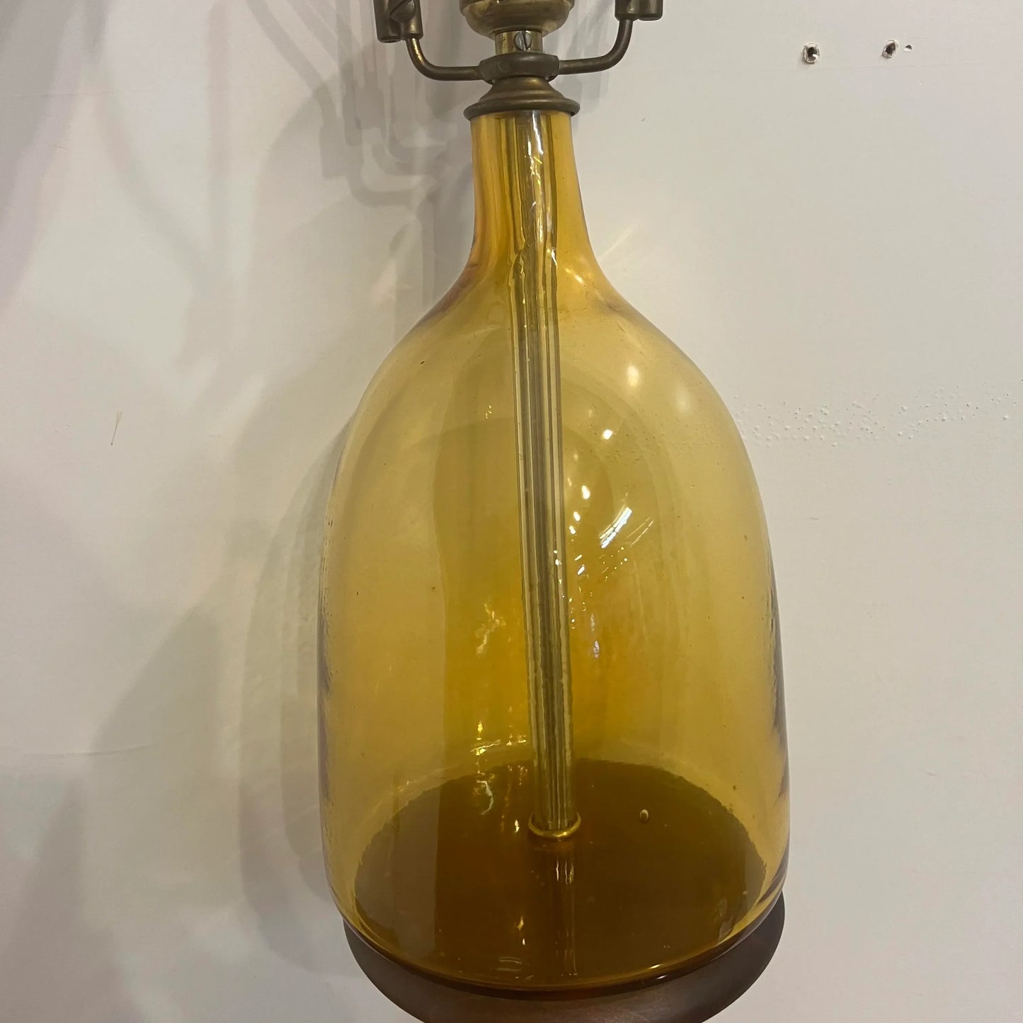 Mid Century Modern Blenko Glass Company Yellow Table Lamp, Unmarked