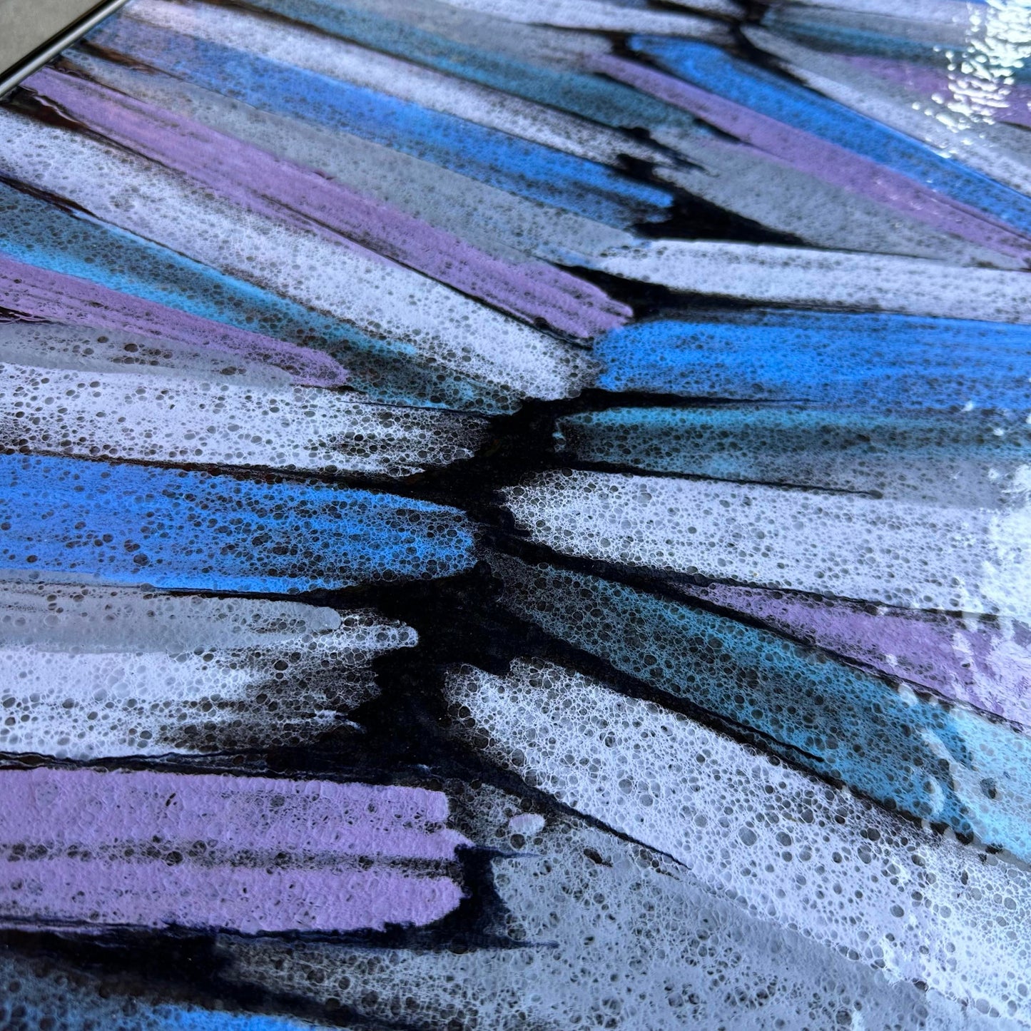 Mid Century Enamel Top Coffee Table Blue and Purple