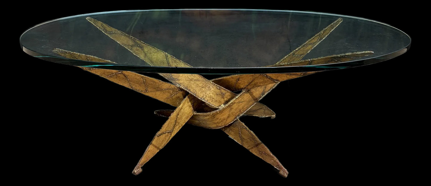 Mid Century Modern Silas Seandel Style Brutalist Torch Cut Cocktail Coffee Table