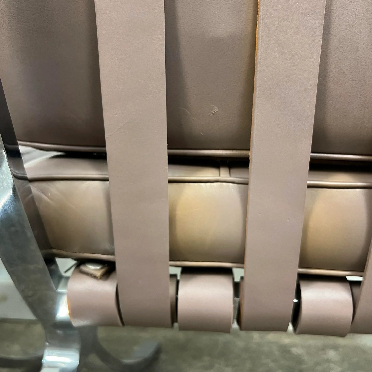 Pair of Leather Barcelona Lounge Chairs