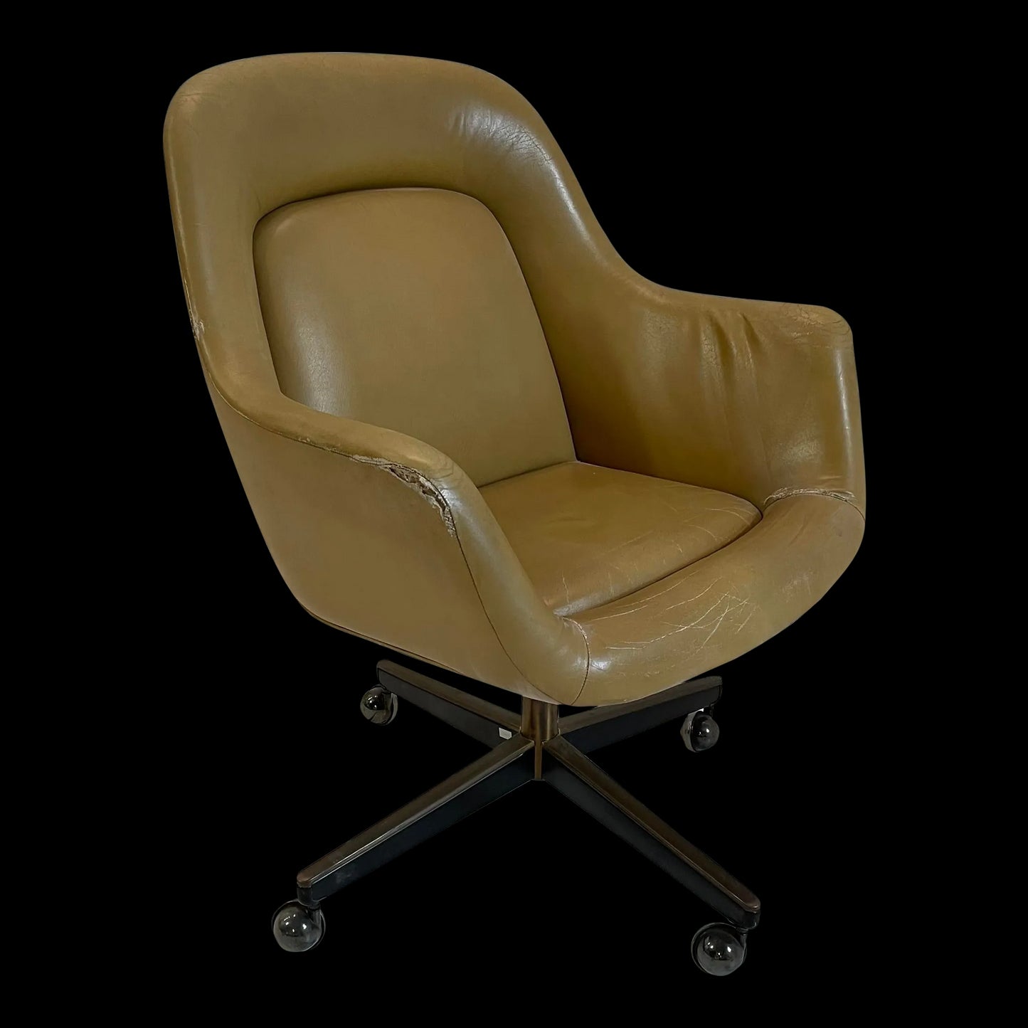 Mid Century Leather Executive Chair by Max Pearson for Knoll