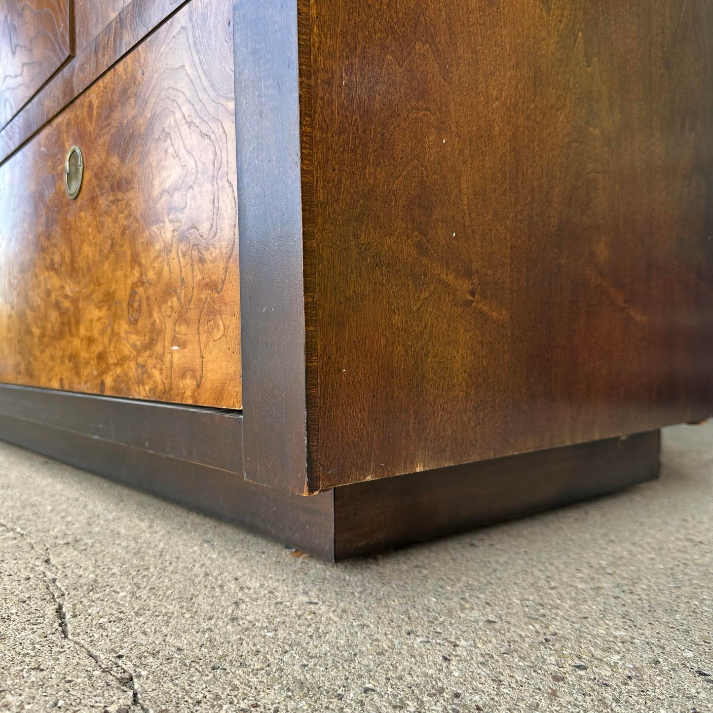 Century Furniture Burlwood and Brass Armoire Highboy Wardrobe Mid Century Modern