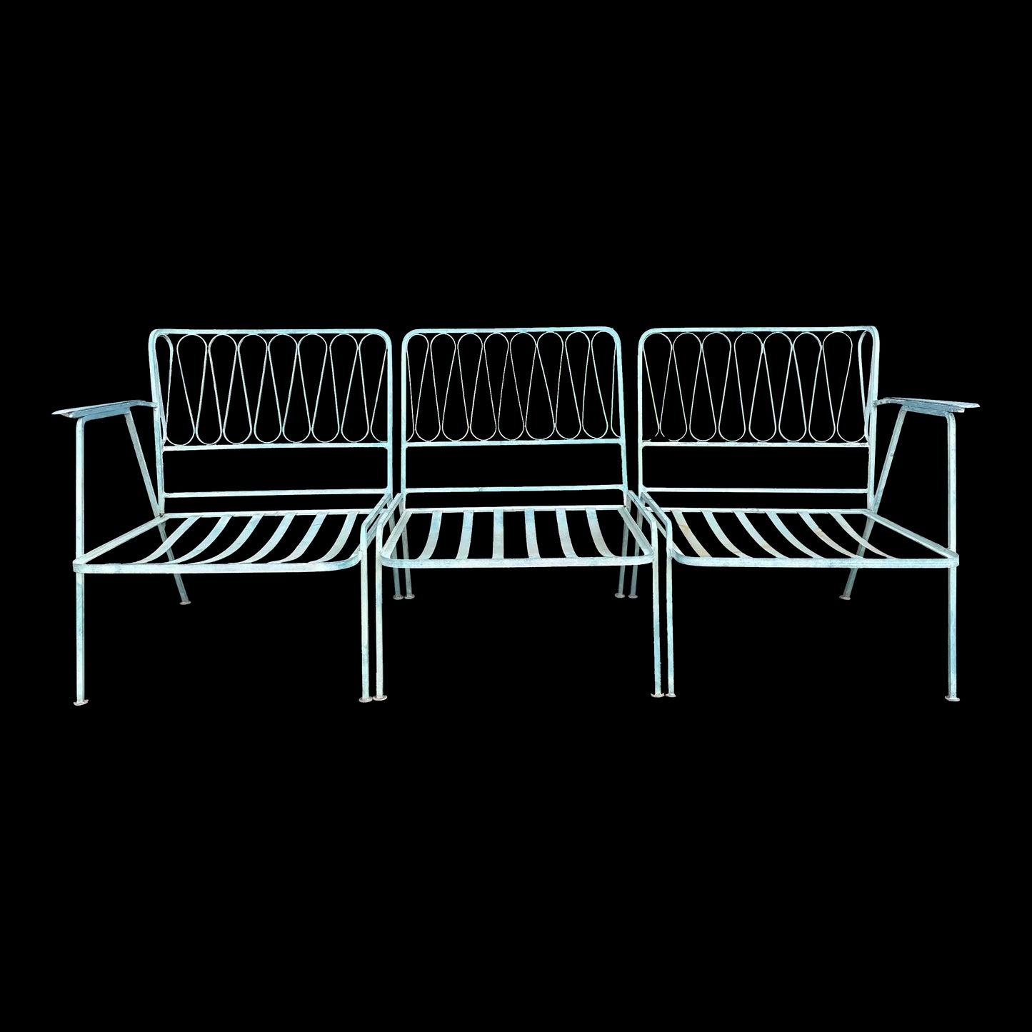 Mid 20th Century Maurizio Tempestini Iron “Ribbon” Outdoor Patio 3-Piece Sofa for John Salterini, Attributed