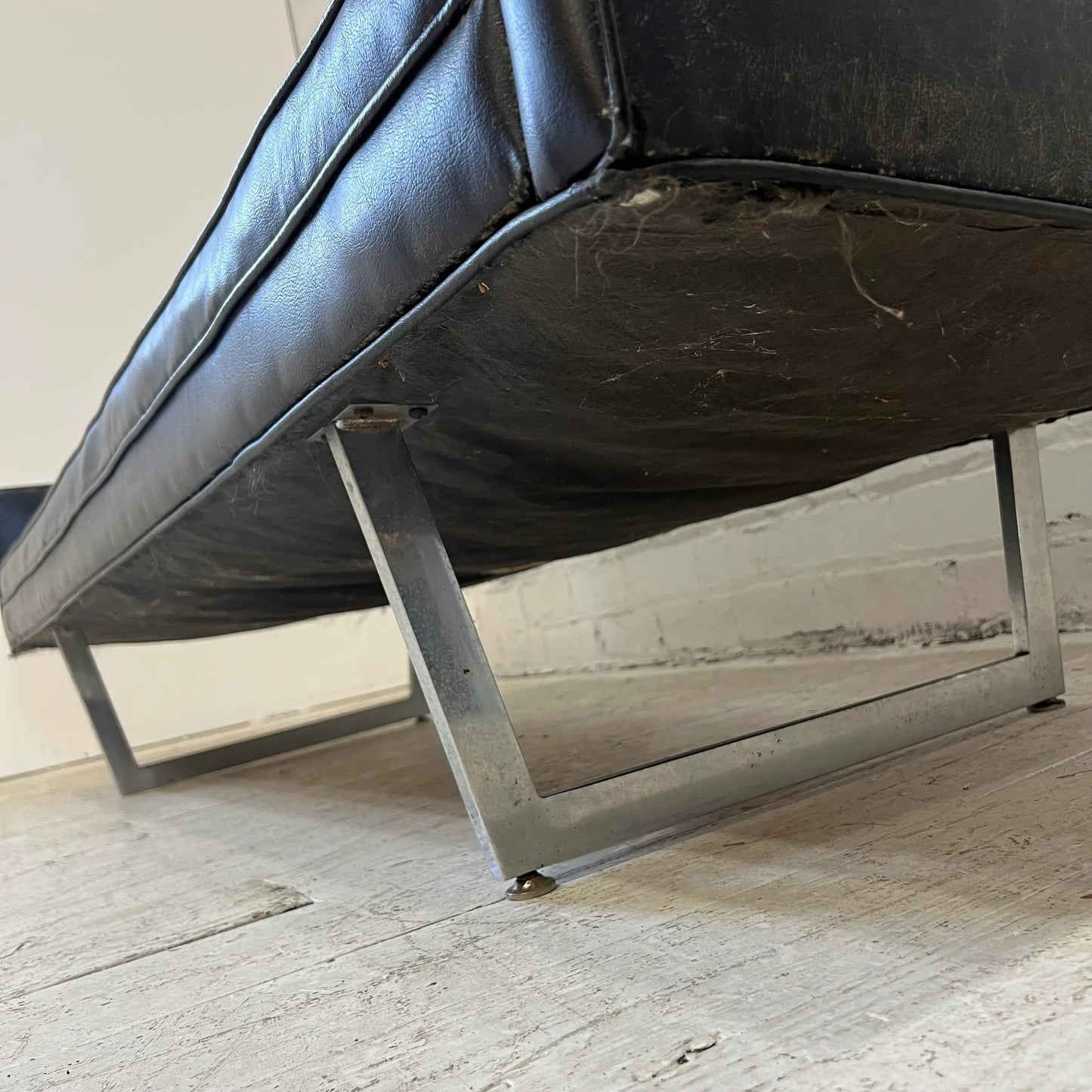 Prestige Leather Sofa With Chrome Legs