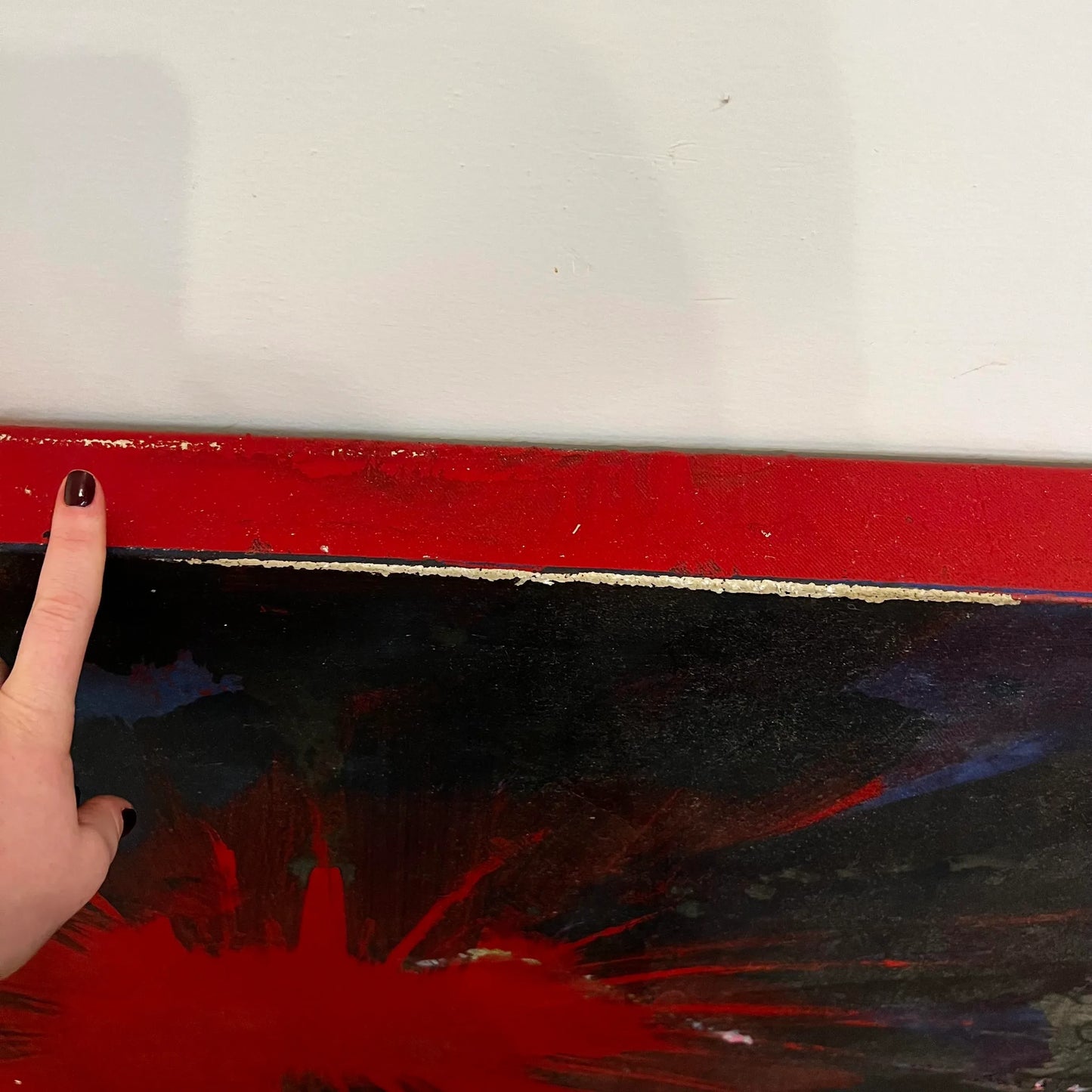 Red Splatter Abstract Painting Signed Sg