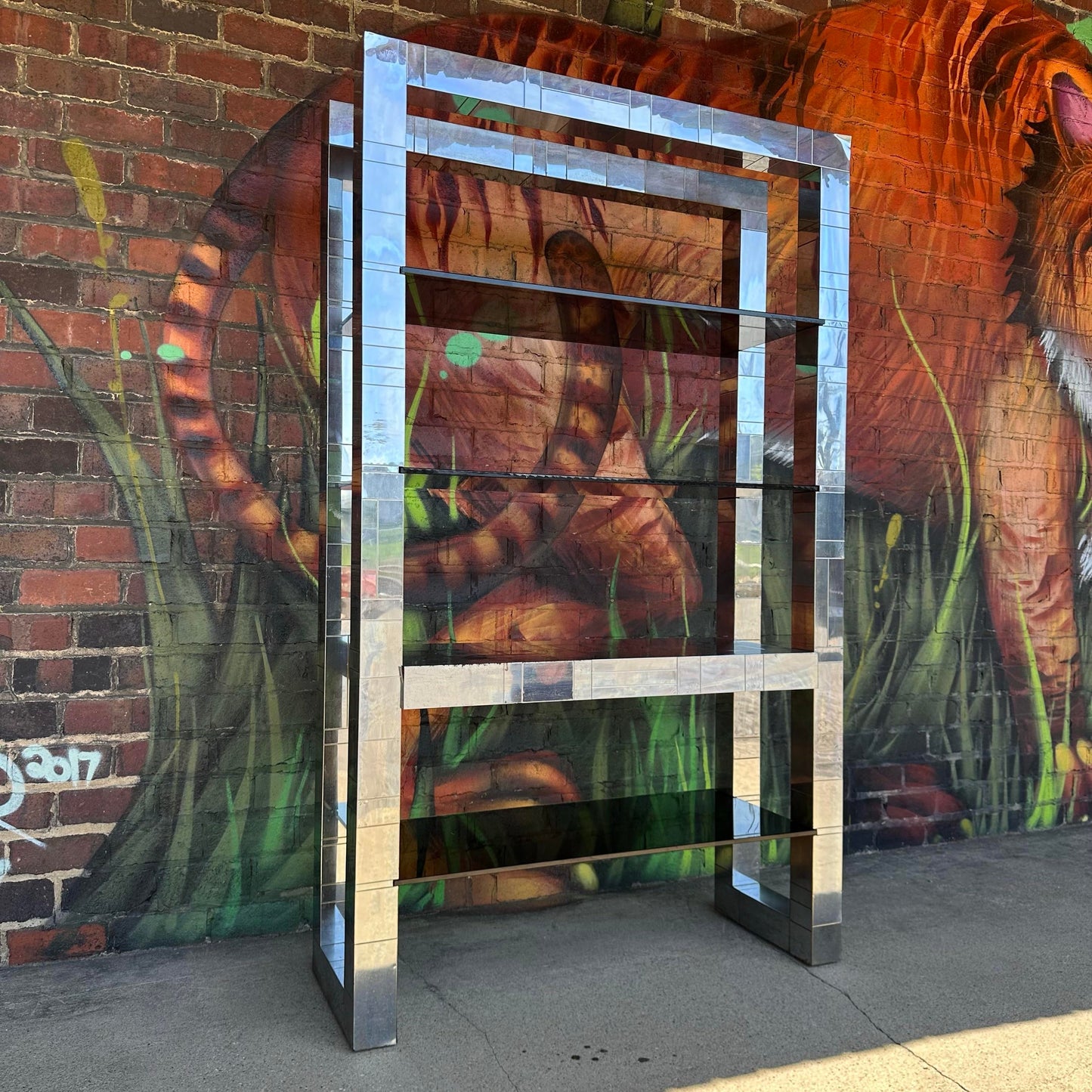 Paul Evans Polished Chrome and Glass Etagere Shelf