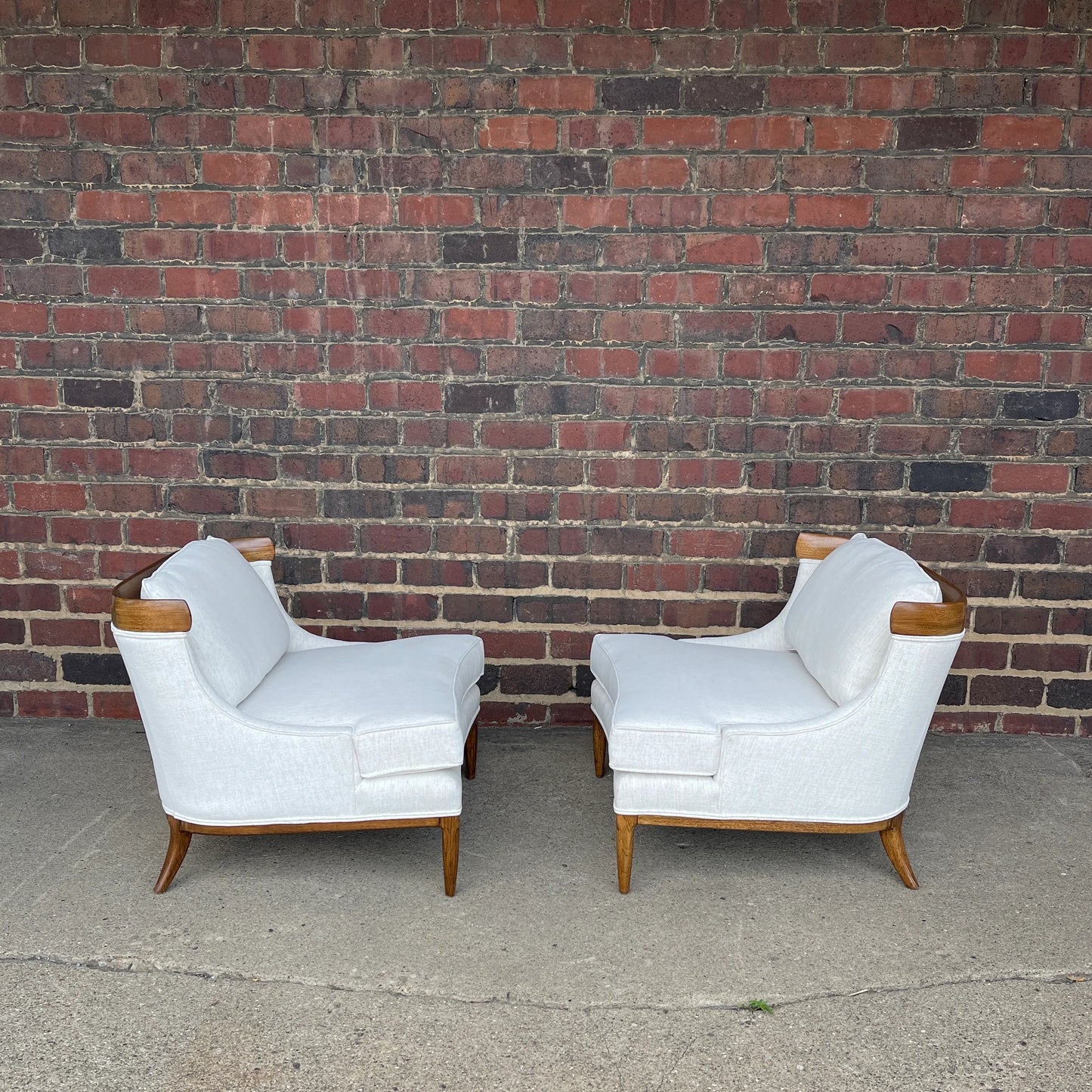 Tomlinson Sophisticate Slipper Chairs Refinished and Reupholstered in Crypton Fabric