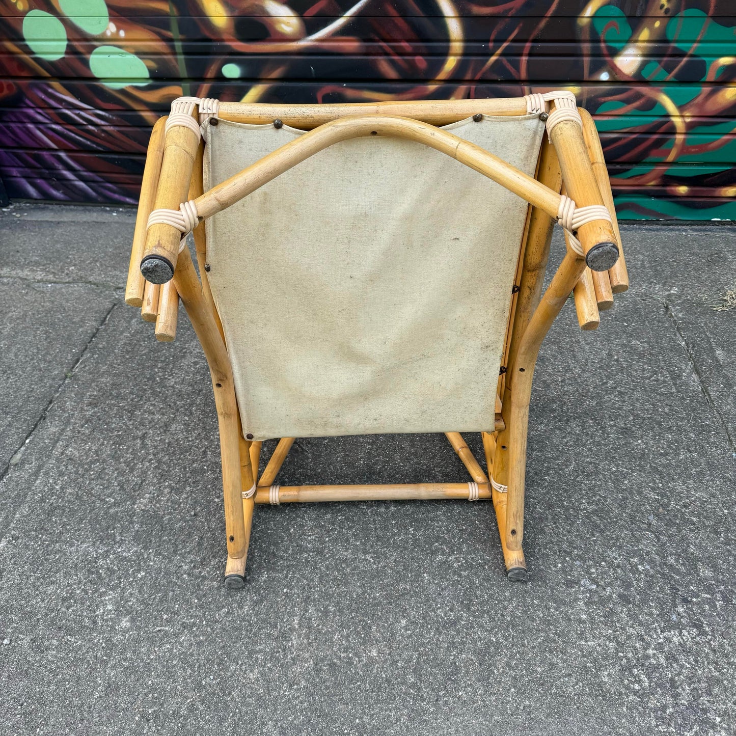 Mid Century Modern Bamboo Arm Lounge Chair Yellow