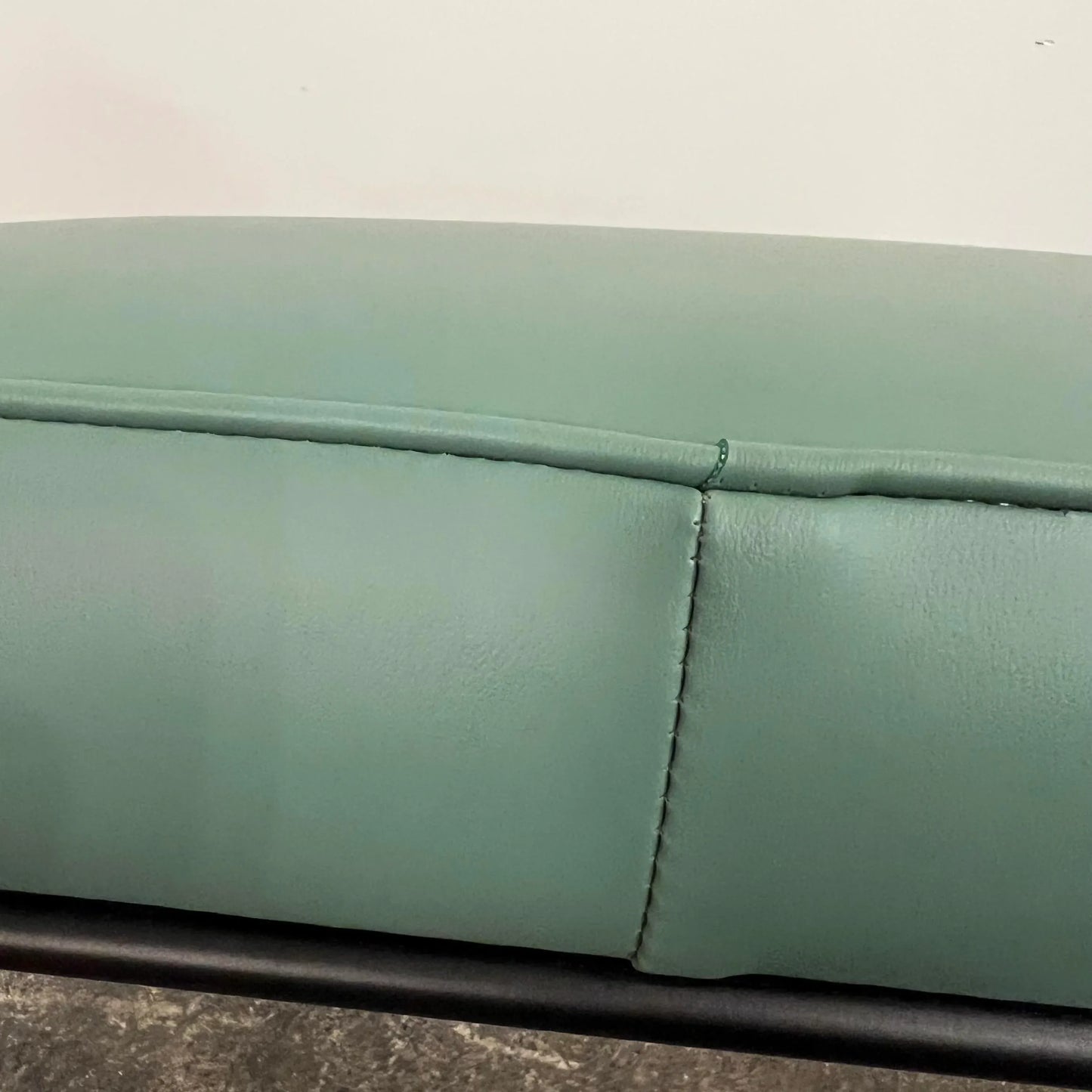 Paul McCobb Style Ottoman Teal Leatherette Vinyl